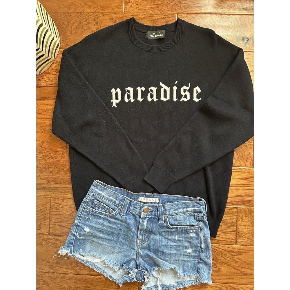The Kooples Sport Black Cotton Knit Sweater Paradise Gothic Graphic Size S